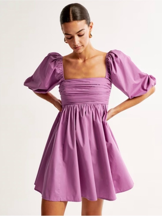 Abercrombie & Fitch Dresses & Skirts - Abercombie Lilac Puff-Sleeve Square-Neck Mini Dress